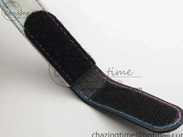 0413 ComfortFit Daytona DIW Carbon OMF Best Edition Blue Pink White Dial on White Nylon Strap A 2833